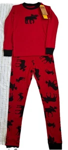 Lazy One Kinder Pyjama Set rot Elch Größe 8 Jungen Nachtwäsche Neu mit Etikett - Bild 1 von 8