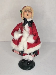 Byers' Choice The Carolers 1998 donna/ragazza gonna a quadri giacca rossa e occhiali - Foto 1 di 10