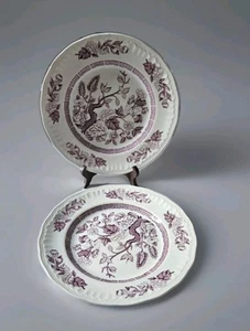 Royal Wessex Ironstone Pair Of Dinner Plates Purple Indian Tree Pattern - Picture 1 of 5