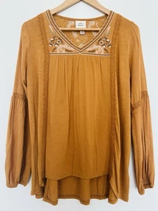 Top blusa KNOX ROSE senape ricamato floreale taglia M floreale western boho - Foto 1 di 11