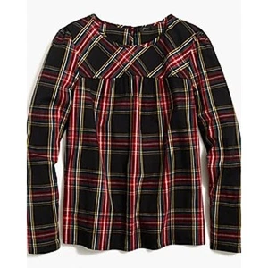 J. Crew Women's Multicolor Tartan Plaid Puff Sleeve Poplin Top EUC - Size Small - Picture 1 of 8