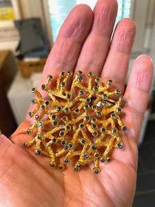 Signed Ivana TRUMP Coral Reef BRANCH BROOCH Pin Blue Crystal Rhinestone Jewelry - Picture 1 of 6
