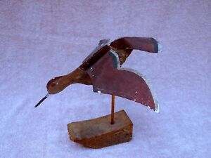 Old Vintage Style Folk Art Wood & Metal Painted Bird Weathervane  