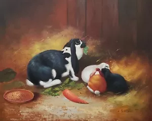 Kaninchen #3D-4, 20x24, 100 % handbemaltes Ölgemälde auf Leinwand - Bild 1 von 6