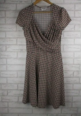 Vestido Leota para mujer línea A negro blanco salmón L grande cuello en V  Foto 1 de 4