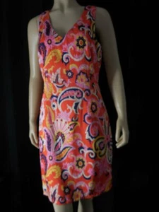 JULIE BROWN NYC sheath Dress 6 red base colorful Paisley print sleeveless NWT - Picture 1 of 5