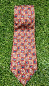 Cravatta Anthime Mouley 100% seta made in France rosso oro bianco blu - Foto 1 di 18