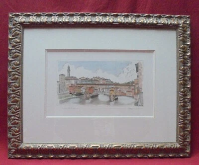 Firenze Ponte Vecchio - Florence (Italie) - Lithographie en couleur - signée... - Photo 1/4