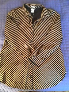 Camicia donna Chico's senza ferro elasticizzata nera a righe imperiali taglia 1 S/M - Foto 1 di 10