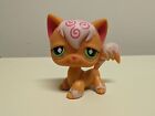 Littlest Pet Shop Authentic LPS Angora Cat #511 Orange, Green Diamond Eyes