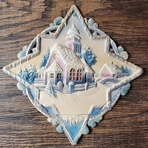 Antiguo puente de nieve de iglesia troquelado decoración papelera de Navidad grande 17x17" - Imagen 1 de 21
