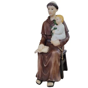 St Anthony of Padua Holding Christ Baby Heavy Statue Figurine Porcelain 6-3/4" T - Picture 1 of 24