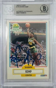 Shawn Kemp auto signed RC 1990 Fleer #178 Seattle Supersonics BAS Encapsulated - Picture 1 of 3