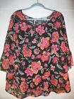 Chenault Multicolor Chiffon 3/4 S. Ruffled Top with Attached Tank P15 - Size 1X
