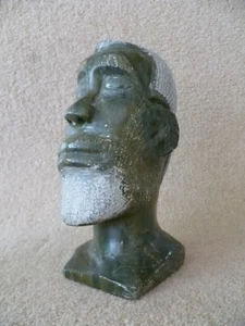 Vintage große/schwere (ca. 6 Pfund) Specksteinbüste eines afrikanischen Stammeskriegers - Bild 1 von 7