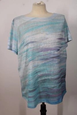 Top tejido manga corta FDJ XL azul púrpura patrón ondulado Foto 1 de 4