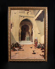 Exceptionnel grand tableau orientaliste signé 1884 Alhambra Grenade T. Lybaert