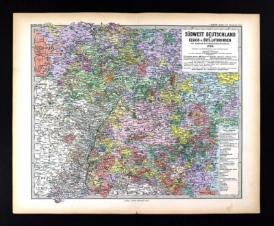 1880 Spruner Map Southwest Germany 1789 Alsace Baden Wurtemberg Strassburg Fr - Image 1 of 4