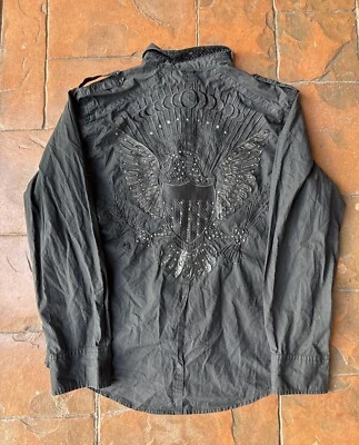 Camisa Y2K House Of Lords Abotonada Alas Grandes Adornada Grunge Punk Cyber Foto 1 de 4