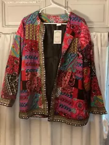 E-Retro Patchwork Bold Color Lightweight Cotton Jacket Size 2XL - Picture 1 of 11