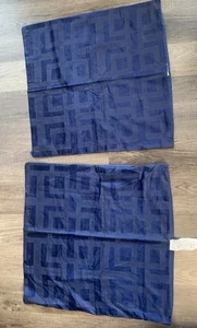Pair Z Gallerie Velvet Geometric Pillow Covers Blue - Picture 1 of 14