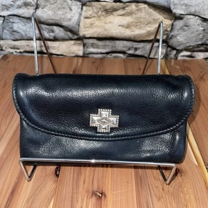 APPALOOSA TRADING CO. Cartera Estilo SOUTHWESTERN Cuero Negro Suave Cruz Plateada - Imagen 1 de 14