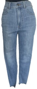 Express Women High Rise Jeans Light Blue Skinny Fit Raw Stretch Denim Size 2R - Picture 1 of 11