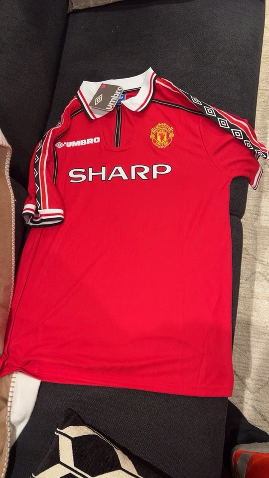 Maillot Vintage Manchester United Domicile BECKHAM #7 UMBRO/sharp( Années 90) XL - Photo 1/4