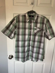 AIRWALK YOUTH/BOY'S SHIRT SIZE 18 SHORT SLEEVE GREEN & GRAY PLAID COTTON BLEND - Picture 1 of 5