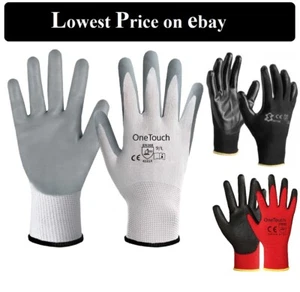 24 Paar 100 % NITRILBESCHICHTET rot schwarz Nylon Arbeitshandschuhe Bauherren Gartengriff - Bild 1 von 4