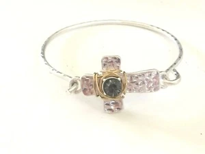 BP7181 BRACCIALE BRACCIALETTO BICOLORE METALLO CROCE BAMBINO DIAMANTE - Foto 1 di 2