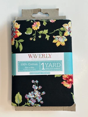 TELA WAVERLY INSPIRATIONS ESTAMPADO FLORAL 1 YARDA Negro/Onyx 100% Algodón Foto 1 de 3