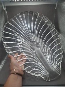 Great Beau 20.5" Clear Glass Shell w/ Raised Frosted Lobster Dish Platter Tray - Picture 1 of 20