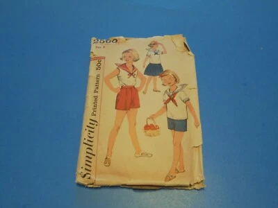 VTG 60s Simplicity Sewing Pattern 2560 Girls Middy Blouse Shorts Skirt Size 8 - Image 1 of 3