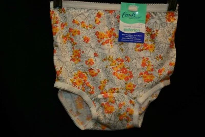 Niñas Talla 6 Nuevo De Colección Años 60 Bragas NARANJA ESTAMPADO FLORAL Algodón Ropa Interior Calzoncillos Carole Foto 1 de 4