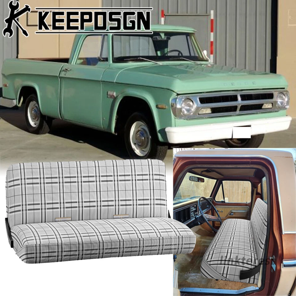 Old Truck Saddle Blanket Bench Seat Covers Grey Front Full Size for Dodge D100 - Imagem 1 de 4
