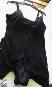 Pre-Owned MIRACLESUIT swim suit size 14 SOLID LOVE KNOT black 1 piece - Picture 1 of 15