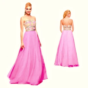 Nox Anabel - 8153 Strapless Bejeweled Bodice Long Evening Prom Dress S,M,L,XL - Picture 1 of 22