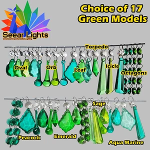 Green Chandelier Cut Glass Crystals Replacement Light Parts Wedding Beads Drops - Picture 1 of 189