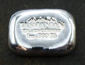 1oz Hand Poured Fine Silver Bar 999 Bullion - Tasmanian Bullion Company - Picture 1 of 3