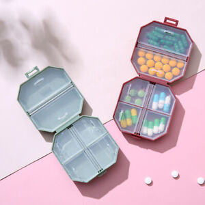 Mini Portable Pill Organizer 6Grid Travel Pillbox Dispenser Dispensing Organizer