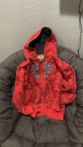 Silver Point Y2K tribal dragon flames zip up hoodie -youth M - Picture 1 of 8