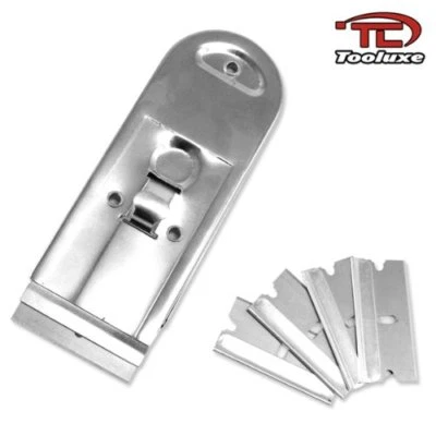 Metal Retractable Safety Scraper with 5 Single Edge 1.5" inch Razor Blades Set - Image 1 of 4