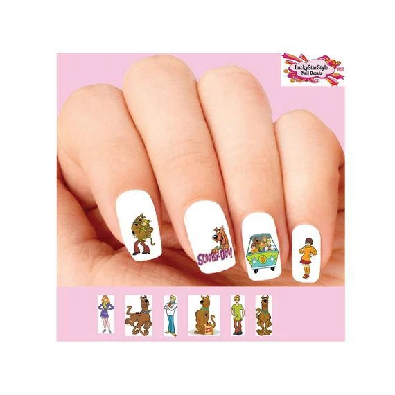 Juego de 20 calcomanías artísticas para uñas tobogán acuático - Scooby Doo peludo surtido Foto 1 de 1