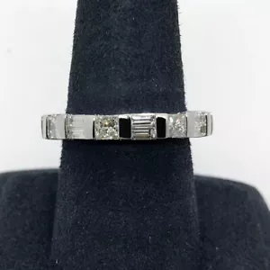 2.60 ctw F/VS2- SI1 Princess & Baguette Cut Diamond Eternity Band 14K White Gold - Picture 1 of 3