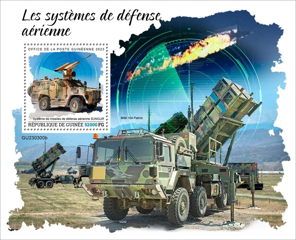 Sistemas de Defensa Aérea MIM-104 Patriot SUNGUR MNH Estampillas 2023 Guinea S/S Foto 1 de 1