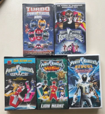Power Rangers Movie  + Turbo + In Space + Wild Force ~~ Lot 5 VHS + FREE DVDs - Image 1 of 3