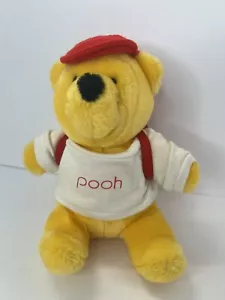 Vintage Sears Winnie The Pooh 9 Inch Plush w/Backback Shirt Red Hat Yellow Rare - Picture 1 of 11