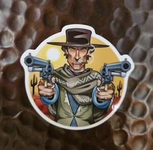 Clint Eastwood Cowboy mit Hut und Waffen Mann ohne Namen undurchsichtiger Aufkleber Vinyl 3 Zoll - Bild 1 von 1