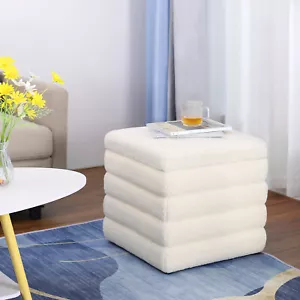 19" Storage Ottoman Teddy Velvet Upholstered Bedroom Storage Foot Rest Stool - Picture 1 of 9
